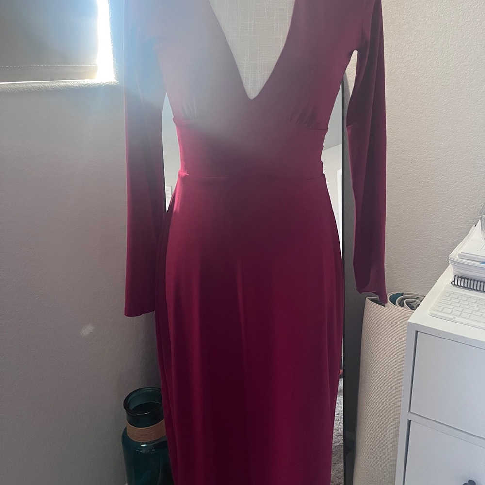Taylor Deep Red Long Sleeve Dress